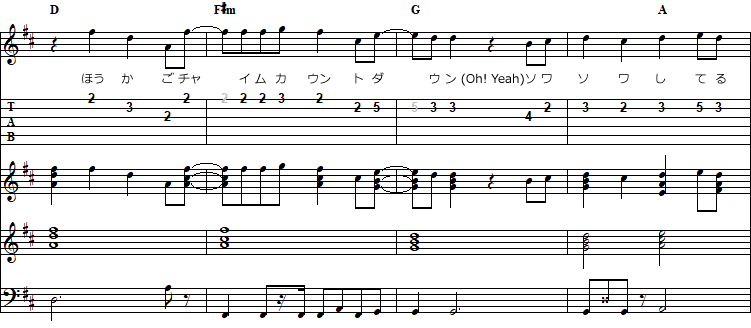 「トロピカ I・N・G」のＡメロの楽譜