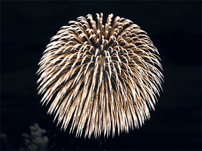 Hermosos grandes fuegos artificiales japoneses