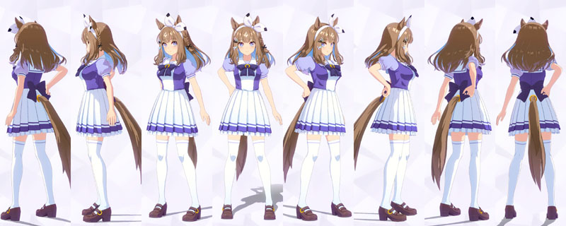 アーモンドアイ（トレセン学園制服）の八方向画像（トレーナーノートより）