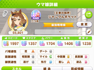 ジャングルポケットの固有二つ名「最強咆哮娘」を取得