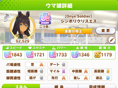 シンボリクリスエスの固有二つ名「漆黒の帝王」を取得