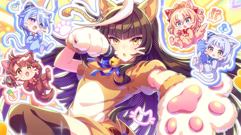 ストーリーイベント「わーく・あ・みらくる!」より、カラオケで熱唱する猫の姿のカルストンライトオ