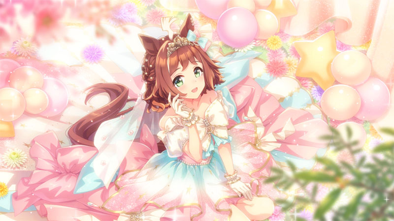 ストーリーイベント「青水無月の花浜匙」より、ウエディングドレス姿のラインクラフト