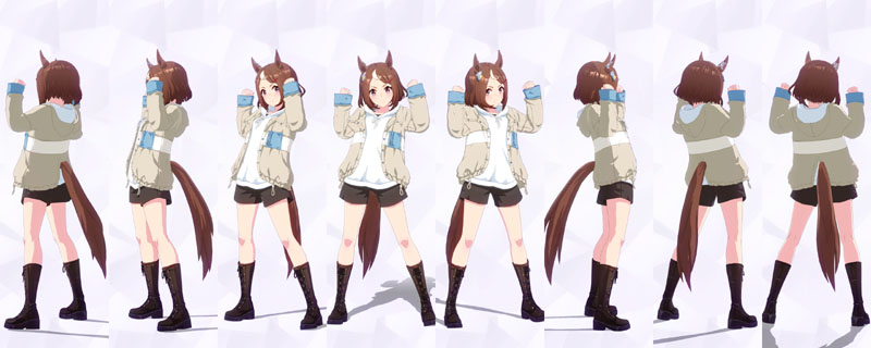 ツルマルツヨシの私服、白のパーカーにベージュのジャケットのレイヤード、茶色のショートパンツに茶色のレースアップブーツ