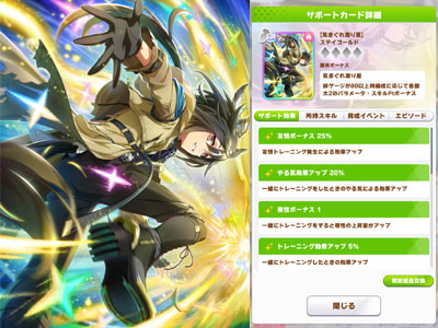 ステイゴールドの根性SSRサポートカード「気まぐれ渡り星」
