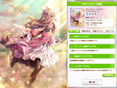 ワンダーアキュートのパワーSSRサポートカード「ライフロング・ワンダー」