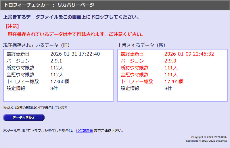 ブラウザのローカルストレージに保存したトロフィーデータ