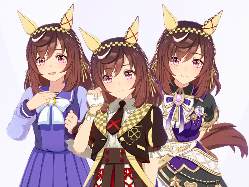 ブエナビスタ（勝負服Heroína InocenteとGate of Infinity、トレセン学園制服の三種類の衣装）