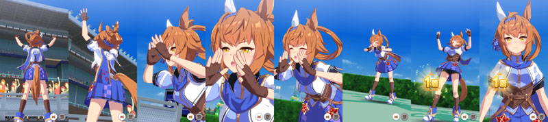 フリオーソの1着（勝利）演出、スタンドに向かって叫んでから一息つくモーション