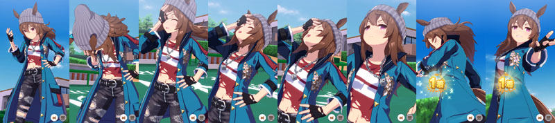 ナカヤマフェスタの1着（勝利）演出、高笑いからの決めポーズ