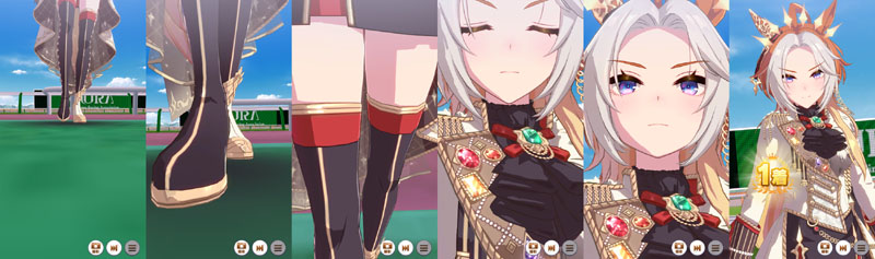 オルフェーヴルの1着（勝利）演出（G2以下）、スタンドに向かって歩いてくるオルを下から上へパンアップするシンプルなモーショ