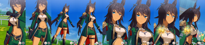 シンボリクリスエスの1着（勝利）演出、左手を振ってから目線を変えるだけのシンプルなモーション