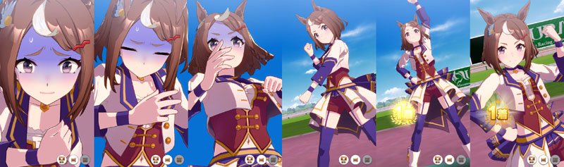 ツルマルツヨシの1着（勝利）演出（G2以下）、レース後で体調不良のツルちゃんが頑張って決めポーズ