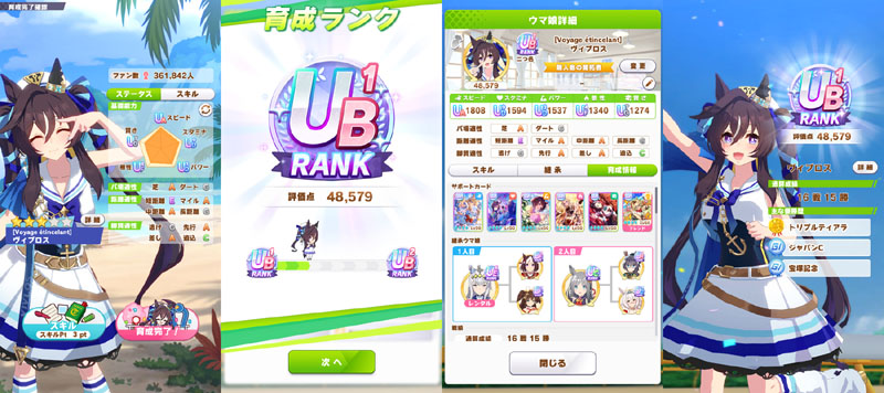ランクUB1のヴィブロス、シニア夏合宿まではおまかせ育成、評価点優先でスキル取得
