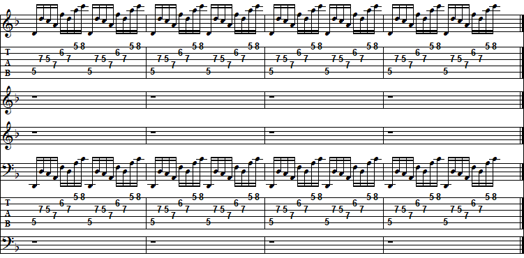 DARIUSのElectric Fan (ボス２)のＢメロのギター用楽譜（TAB譜面）