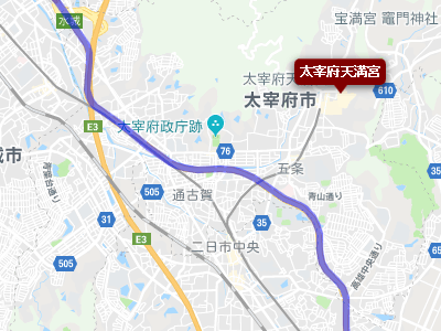 国道３号線の近くにある太宰府天満宮の地図