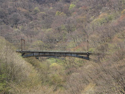 碓氷第三橋梁の奥に見えるアプト式鉄道廃線後に使用していた信越本線の鉄橋