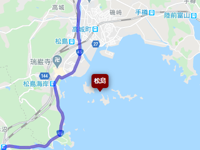 国道45号線の近くにある観光名所「松島」の地図