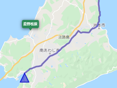 淡路島の国道28号線と慶野松原の地図
