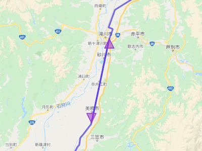 国道12号線の日本一長い直線道路の地図