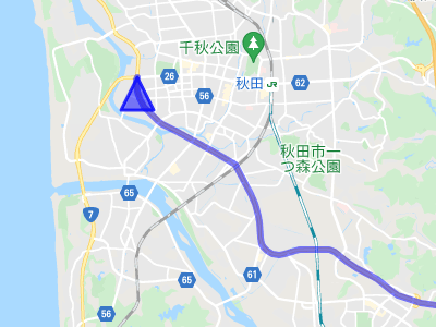国道13号線の秋田市街の地図