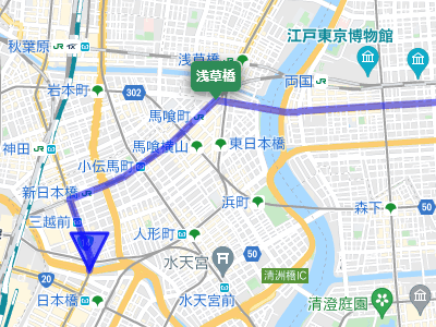 国道14号線の浅草橋交差点の地図