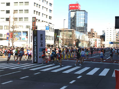 2016年以前の東京マラソンコースで使用されていた国道15号線の品川駅前の折り返し地点