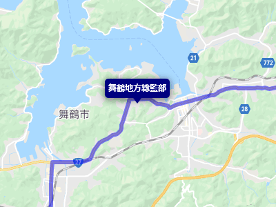 国道27号線と海上自衛隊 舞鶴地方総監部の地図