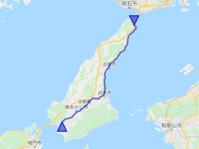 淡路島を走る国道28号線の地図