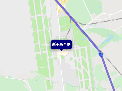 国道36号線と新千歳空港の地図