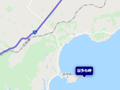 国道44号線と霧多布岬の地図