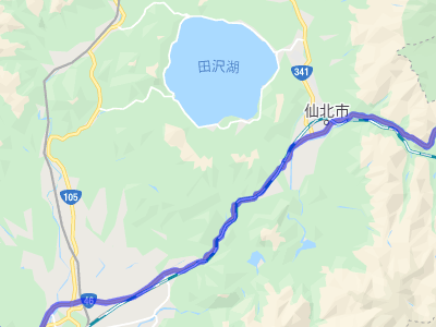 国道46号線と田沢湖の地図