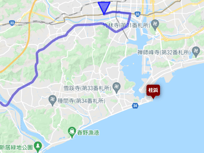 国道56号線と桂浜の地図