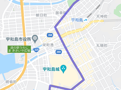 国道56号線と宇和島駅の地図