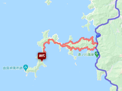 国道56号線と由良半島を走る愛媛県道292号線、愛媛県道318号線の地図