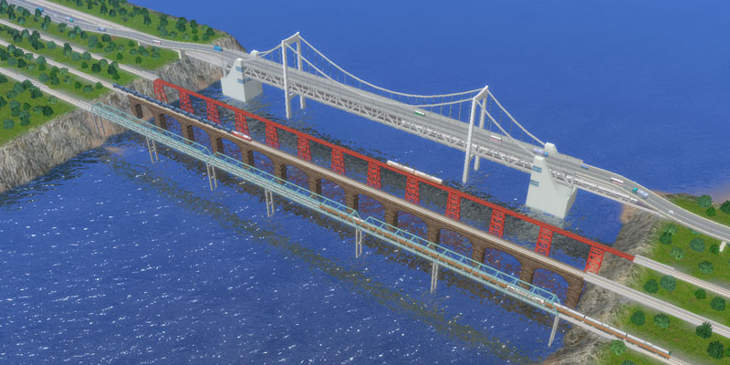 Ａ列車で行こう９で作成可能な鉄道橋（トラス橋、アーチ橋、トレッスル橋、鉄道道路併用橋）
