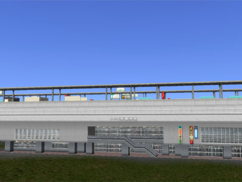 正面から見たＡ列車で行こう９の高架駅（駅舎大）
