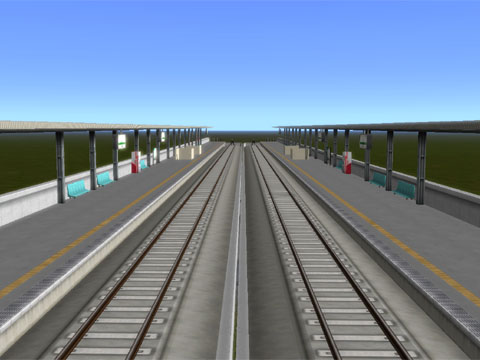 Ａ列車で行こう９の高架駅（駅舎小）の相対式（対面）プラットフォーム