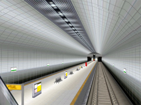 Ａ列車で行こう９の地下鉄駅（ドーム型）の天井が高い地下プラットホーム
