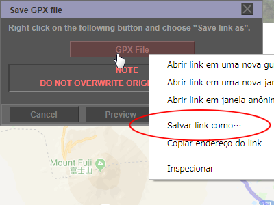 Como salvar o arquivo GPX?