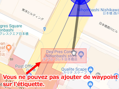 Exemples d'endroits où vous ne pouvez pas cliquer sur Google Maps