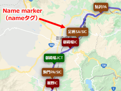 Googleマップ上に表示したポップアップ形式のName Marker
