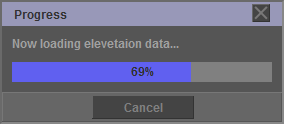 Cuadro de diálogo de progreso al adquirir datos de elevación