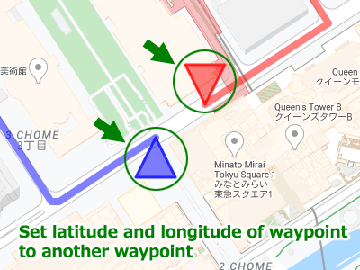 Pindahkan dua titik jalan (penanda) yang terletak di tempat yang berbeza yang dipaparkan di Peta Google ke koordinat yang sama