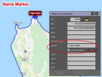 waypointダイアログでNameMarkerを表示する