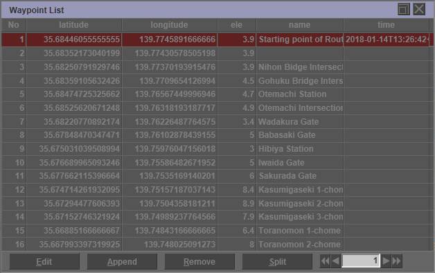 Waypoint List Dialog（웨이 포인트 목록 대화 상자）