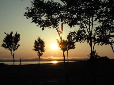 サロマ湖 夕日