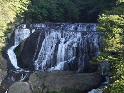 白い糸のように流れ落ちる水が美しい袋田の滝