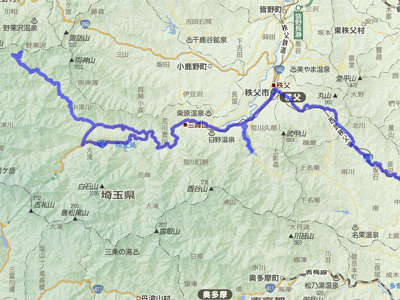 中津峡ツーリングルートマップ