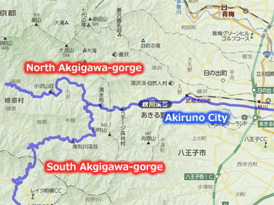map of akigawa-gorge